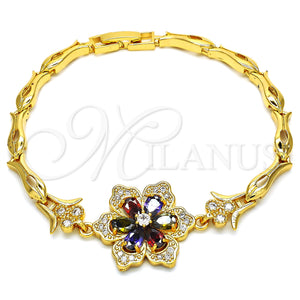 Gold Filled Bracelet — Fancy Bracelet Flower and Fish Design with Multicolor — main product view — SKU 126867 | Oro Laminado brazalete — elegante Bracelet flor and Fish diseño with Multicolor — SKU 126867