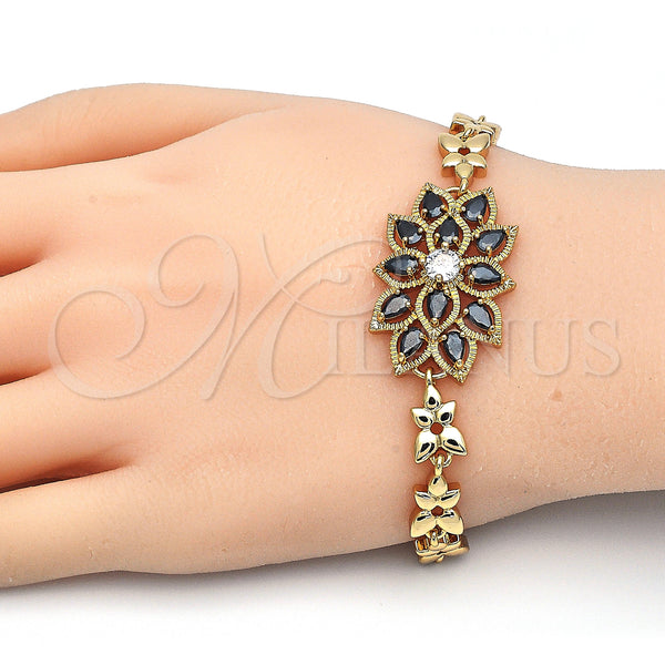 Gold Filled Bracelet — Fancy Bracelet Teardrop Design with Black and White — alternate product view — SKU 126868 | Oro Laminado brazalete — elegante Bracelet Teardrop diseño with negro and blanco — SKU 126868