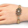 Oro Laminado Fancy Bracelet, Gold Filled Style Teardrop Design, with Black and White Cubic Zirconia, Polished, Golden Finish, 03.210.0106.07 (08 MM Thickness, 7 Inches Length)