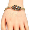 Oro Laminado Fancy Bracelet, Gold Filled Style Teardrop Design, with Black and White Cubic Zirconia, Polished, Golden Finish, 03.210.0106.07 (08 MM Thickness, 7 Inches Length)
