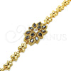 Oro Laminado Fancy Bracelet, Gold Filled Style Teardrop Design, with Black and White Cubic Zirconia, Polished, Golden Finish, 03.210.0106.07 (08 MM Thickness, 7 Inches Length)