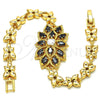 Oro Laminado Fancy Bracelet, Gold Filled Style Teardrop Design, with Black and White Cubic Zirconia, Polished, Golden Finish, 03.210.0106.07 (08 MM Thickness, 7 Inches Length)