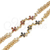 Oro Laminado Fancy Bracelet, Gold Filled Style Flower Design, with Black and White Cubic Zirconia, Polished, Golden Finish, 03.210.0107.07 (10 MM Thickness, 7 Inches Length)