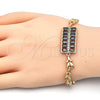 Oro Laminado Fancy Bracelet, Gold Filled Style with Black and White Cubic Zirconia, Polished, Golden Finish, 03.210.0108.07 (07 MM Thickness, 7 Inches Length)