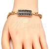 Oro Laminado Fancy Bracelet, Gold Filled Style with Black and White Cubic Zirconia, Polished, Golden Finish, 03.210.0108.07 (07 MM Thickness, 7 Inches Length)