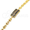 Oro Laminado Fancy Bracelet, Gold Filled Style with Black and White Cubic Zirconia, Polished, Golden Finish, 03.210.0108.07 (07 MM Thickness, 7 Inches Length)