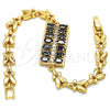 Oro Laminado Fancy Bracelet, Gold Filled Style with Black and White Cubic Zirconia, Polished, Golden Finish, 03.210.0108.07 (07 MM Thickness, 7 Inches Length)