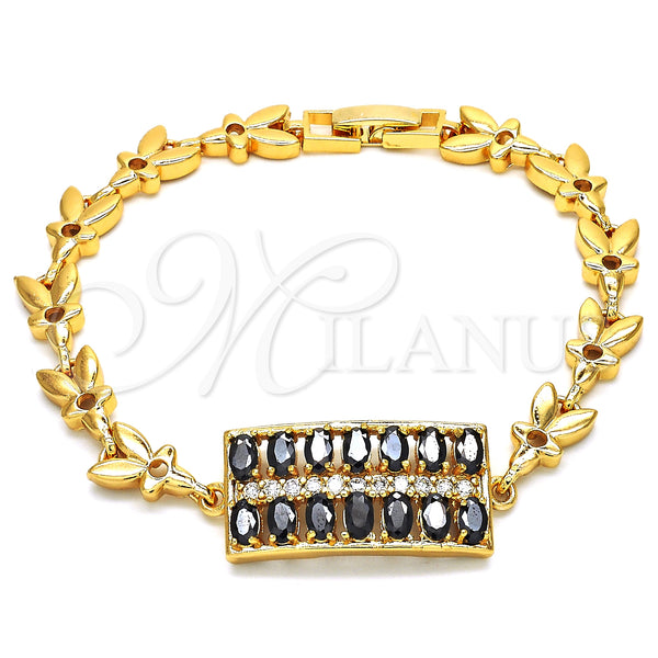 Gold Filled Bracelet — Fancy Bracelet with Black and White Cubic Zirconia — main product view — SKU 126871 | Oro Laminado brazalete — elegante Bracelet with negro and blanco Cubic Zirconia — SKU 126871