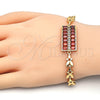 Oro Laminado Fancy Bracelet, Gold Filled Style with Garnet and White Cubic Zirconia, Polished, Golden Finish, 03.210.0108.1.07 (07 MM Thickness, 7 Inches Length)