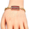 Oro Laminado Fancy Bracelet, Gold Filled Style with Garnet and White Cubic Zirconia, Polished, Golden Finish, 03.210.0108.1.07 (07 MM Thickness, 7 Inches Length)