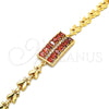 Oro Laminado Fancy Bracelet, Gold Filled Style with Garnet and White Cubic Zirconia, Polished, Golden Finish, 03.210.0108.1.07 (07 MM Thickness, 7 Inches Length)