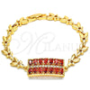 Oro Laminado Fancy Bracelet, Gold Filled Style with Garnet and White Cubic Zirconia, Polished, Golden Finish, 03.210.0108.1.07 (07 MM Thickness, 7 Inches Length)