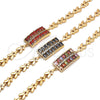 Oro Laminado Fancy Bracelet, Gold Filled Style with Garnet and White Cubic Zirconia, Polished, Golden Finish, 03.210.0108.1.07 (07 MM Thickness, 7 Inches Length)