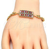 Oro Laminado Fancy Bracelet, Gold Filled Style with Multicolor Cubic Zirconia, Polished, Golden Finish, 03.210.0108.2.07 (07 MM Thickness, 7 Inches Length)