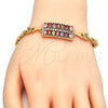 Oro Laminado Fancy Bracelet, Gold Filled Style with Multicolor Cubic Zirconia, Polished, Golden Finish, 03.210.0108.2.07 (07 MM Thickness, 7 Inches Length)