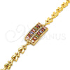 Oro Laminado Fancy Bracelet, Gold Filled Style with Multicolor Cubic Zirconia, Polished, Golden Finish, 03.210.0108.2.07 (07 MM Thickness, 7 Inches Length)
