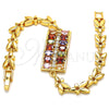Oro Laminado Fancy Bracelet, Gold Filled Style with Multicolor Cubic Zirconia, Polished, Golden Finish, 03.210.0108.2.07 (07 MM Thickness, 7 Inches Length)