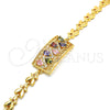 Oro Laminado Fancy Bracelet, Gold Filled Style Greek Key and Teardrop Design, with Multicolor Cubic Zirconia, Polished, Golden Finish, 03.210.0109.2.07 (07 MM Thickness, 7 Inches Length)