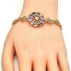 Oro Laminado Fancy Bracelet, Gold Filled Style with Multicolor Cubic Zirconia, Polished, Golden Finish, 03.210.0110.07 (08 MM Thickness, 7 Inches Length)