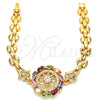Oro Laminado Fancy Bracelet, Gold Filled Style with Multicolor Cubic Zirconia, Polished, Golden Finish, 03.210.0110.07 (08 MM Thickness, 7 Inches Length)