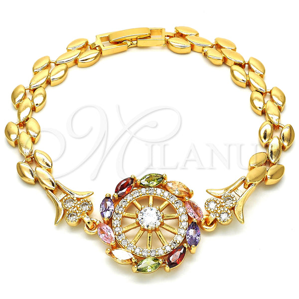 Gold Filled Bracelet — Fancy Bracelet with Multicolor Cubic Zirconia Polished 03. — main product view — SKU 126877 | Oro Laminado brazalete — elegante Bracelet with Multicolor Cubic Zirconia pulido 03. — SKU 126877