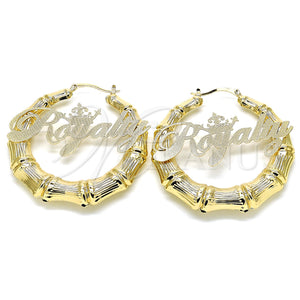 Gold Filled Hoop Earrings — Large Hoop Nameplate and Bamboo Design Polished 02.63. — main product view — SKU 126881 | Oro Laminado aretes de aro — Large Hoop Nameplate and Bamboo diseño pulido 02.63. — SKU 126881