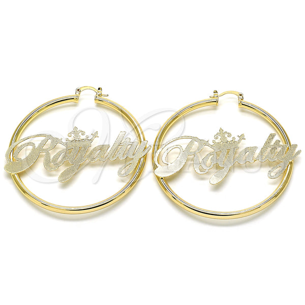 Gold Filled Hoop Earrings — Large Hoop Nameplate Design Polished 02.63. — main product view — SKU 126884 | Oro Laminado aretes de aro — Large Hoop Nameplate diseño pulido 02.63. — SKU 126884