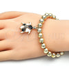 Oro Laminado Adjustable Bolo Bracelet, Gold Filled Style Turtle and Ball Design, with White Crystal, Black Enamel Finish, Golden Finish, 03.63.2034.2.08 (08 MM Thickness, 8 Inches Length)