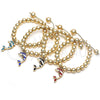 Oro Laminado Adjustable Bolo Bracelet, Gold Filled Style Dolphin and Ball Design, with White Crystal, Black Enamel Finish, Golden Finish, 03.63.2035.2.08 (08 MM Thickness, 8 Inches Length)