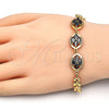 Oro Laminado Fancy Bracelet, Gold Filled Style with Black Cubic Zirconia, Polished, Golden Finish, 03.210.0112.07 (07 MM Thickness, 7 Inches Length)