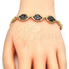 Oro Laminado Fancy Bracelet, Gold Filled Style with Black Cubic Zirconia, Polished, Golden Finish, 03.210.0112.07 (07 MM Thickness, 7 Inches Length)