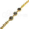 Oro Laminado Fancy Bracelet, Gold Filled Style with Black Cubic Zirconia, Polished, Golden Finish, 03.210.0112.07 (07 MM Thickness, 7 Inches Length)