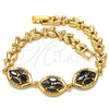Oro Laminado Fancy Bracelet, Gold Filled Style with Black Cubic Zirconia, Polished, Golden Finish, 03.210.0112.07 (07 MM Thickness, 7 Inches Length)