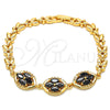 Oro Laminado Fancy Bracelet, Gold Filled Style with Black Cubic Zirconia, Polished, Golden Finish, 03.210.0112.07 (07 MM Thickness, 7 Inches Length)