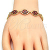 Oro Laminado Fancy Bracelet, Gold Filled Style with Garnet Cubic Zirconia, Polished, Golden Finish, 03.210.0112.1.07 (07 MM Thickness, 7 Inches Length)