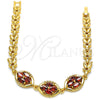 Oro Laminado Fancy Bracelet, Gold Filled Style with Garnet Cubic Zirconia, Polished, Golden Finish, 03.210.0112.1.07 (07 MM Thickness, 7 Inches Length)