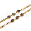 Oro Laminado Fancy Bracelet, Gold Filled Style with Garnet Cubic Zirconia, Polished, Golden Finish, 03.210.0112.1.07 (07 MM Thickness, 7 Inches Length)
