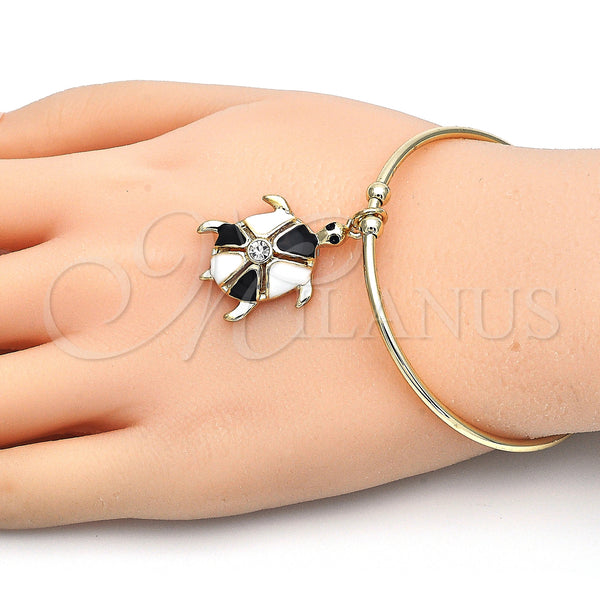 Gold Filled Jewelry — Individual Bangle Turtle Design with White Crystal Black — alternate product view — SKU 126903 | Oro Laminado joyería — Individual Bangle Turtle diseño with cristal blanco negro — SKU 126903