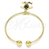 Oro Laminado Individual Bangle, Gold Filled Style Turtle Design, with White Crystal, Black Enamel Finish, Golden Finish, 07.63.0204.1 (02 MM Thickness, One size fits all)