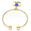 Oro Laminado Individual Bangle, Gold Filled Style Turtle Design, with White Crystal, Blue Enamel Finish, Golden Finish, 07.63.0204.2 (02 MM Thickness, One size fits all)