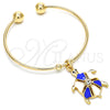 Oro Laminado Individual Bangle, Gold Filled Style Turtle Design, with White Crystal, Blue Enamel Finish, Golden Finish, 07.63.0204.2 (02 MM Thickness, One size fits all)