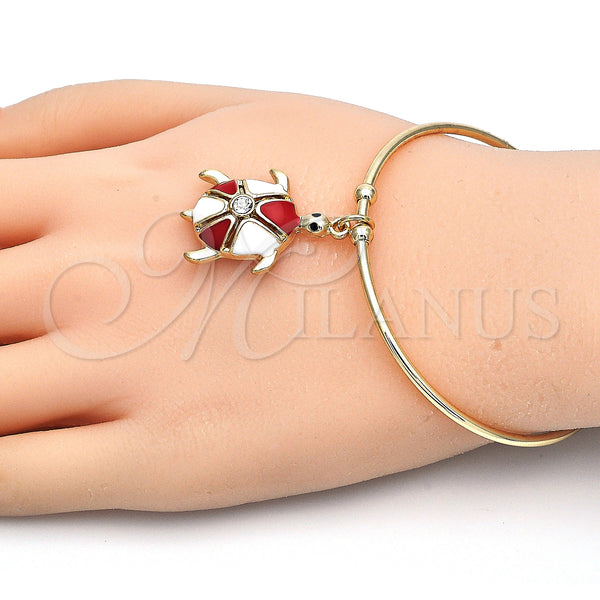 Gold Filled Jewelry — Individual Bangle Turtle Design with White Crystal Red — alternate product view — SKU 126905 | Oro Laminado joyería — Individual Bangle Turtle diseño with cristal blanco Red — SKU 126905