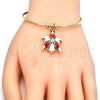 Oro Laminado Individual Bangle, Gold Filled Style Turtle Design, with White Crystal, Red Enamel Finish, Golden Finish, 07.63.0204.3 (02 MM Thickness, One size fits all)