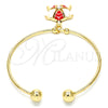 Oro Laminado Individual Bangle, Gold Filled Style Turtle Design, with White Crystal, Red Enamel Finish, Golden Finish, 07.63.0204.3 (02 MM Thickness, One size fits all)