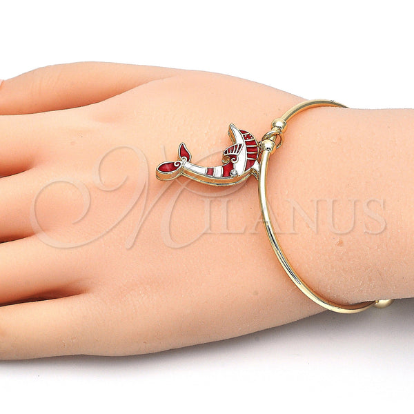 Gold Filled Jewelry — Individual Bangle Dolphin Design with White Crystal Red — alternate product view — SKU 126906 | Oro Laminado joyería — Individual Bangle Dolphin diseño with cristal blanco Red — SKU 126906