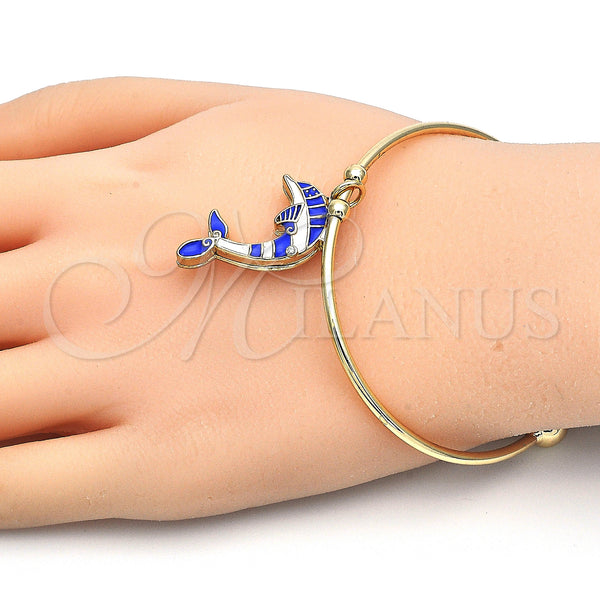 Gold Filled Jewelry — Individual Bangle Dolphin Design with White Crystal Blue — alternate product view — SKU 126909 | Oro Laminado joyería — Individual Bangle Dolphin diseño with cristal blanco Blue — SKU 126909