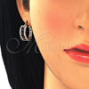 Oro Laminado Small Hoop, Gold Filled Style with Black and White Crystal, Polished, Golden Finish, 02.100.0077.3.15
