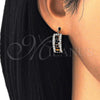 Oro Laminado Small Hoop, Gold Filled Style with Black and White Crystal, Polished, Golden Finish, 02.100.0077.3.15