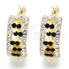 Oro Laminado Small Hoop, Gold Filled Style with Black and White Crystal, Polished, Golden Finish, 02.100.0077.3.15