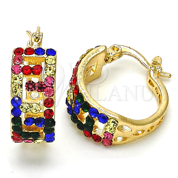 Gold Filled Hoop Earrings — Small Hoop with Multicolor Crystal Polished 02. — main product view — SKU 126911 | Oro Laminado aretes de aro — Small Hoop with Multicolor cristal pulido 02. — SKU 126911
